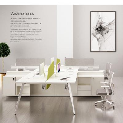 China Selling contemporary screen partition 4 seter office furniture workstation desk set with storage cabinet for sale