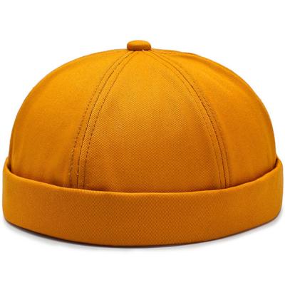 China Retro COMMON Male Brimless Sailor Hat Female Round Hip-Hop Bowler Hat Visorless Leather Strap Summer Solid Color Spring Docker Hat for sale