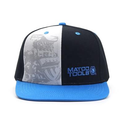 China JOINT Snapback Hat Custom Printing Logo Adjustable Cotton Flat Brim Snapback Black Hat for sale