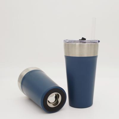 China WUYI YITE 18/8 Stainless Steel PORTABLE Beer Tumbler With Opener At Bottom With Straw for sale