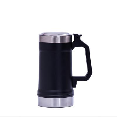 China Hot Selling PORTABLE Style 24 Ounce Vacuum Beer Mug 18/8 Stainless Steel Beer Mugs With Handle And Cover for sale