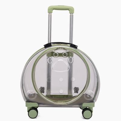 China 2022 New Luxury PC Pet Carrier On Wheels Transparent Pet Trolley Backpack Airline Approved Pet Travel Bag for sale