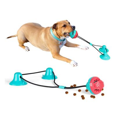 China 2021 New Amazon Hot Selling Viable Toy Silicone Pet Molar Bite Dog Chew Toys With 2 Suction Cup for sale