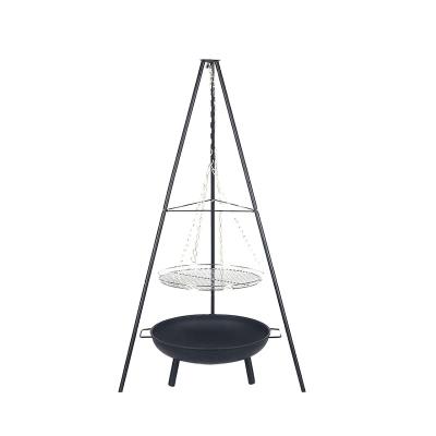 China Factory Direct Sale BBQ Wood Grill Tripod Barbecue Fire Easily Cleaned Hanging Pit With Hanger Chain for sale