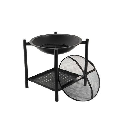 China Easily Cleaned Burning Fire Pit Camping Smokeless Square 2021 BBQ Grill Outdoor Portable Wood Iron Brazier for sale