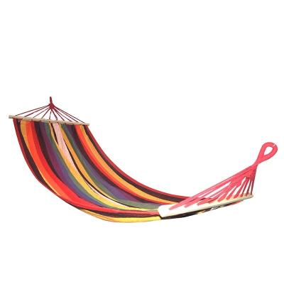 China Freestanding Stripe Bed Color Hammock Soft Portable Folding Camping Camping Cotton Fabric for sale