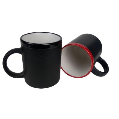 China Wholesale Promotional Fashionable White Black Viable Design Coffee Chalk Ceramic Mug Made In China for sale