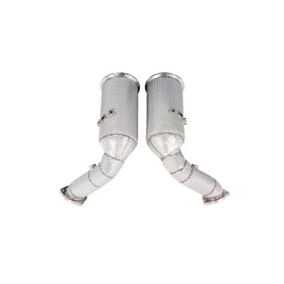 China 304 Stainless Steel With Heat Shield Downpipe Exhaust Diverse Downpipe For Audi RSQ8 4.0TT Catted Downpipe for sale