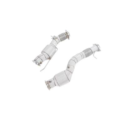 China Stainless steel with heat shield downpipe exhaust manifold downpipe for BMW s58 X3M X4M 3.0T catted downpipe for sale