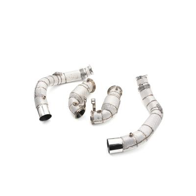 China Stainless Steel With Heat Shield Downpipe Exhaust Diverse Downpipe For BMW X5M 4.4T 2019 - Catted Downpipe for sale