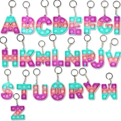 China Simple Dimple Decompression Finger Toy Christmas Gifts Bubble Pushing A-Z Letter Popular Keychains Silicone Keychains Shaky Person Toys Y0091 for sale