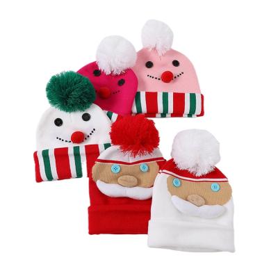 China NEW Christmas Everyday Life Scarf Cartoon Reindeer Girls Boys Hat Y0080 Long Sequin Santa Knitted Hat Winter Warm Tassel Ball Hat Y0080 for sale