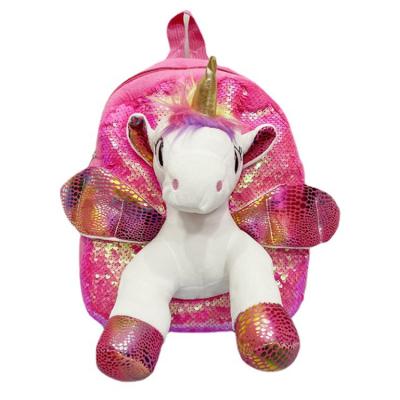 China Daily Life Girl Unicorn Sequins Backpack Cute Children Mini Kid Toy Doll Cartoon Zipper Schoolbag Y0144 for sale