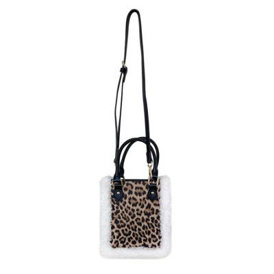 China Fashion Lambswool Splice Women Shoulder Bag Leopard Milkcow Print Leather Cross - Body Bags Plush Edge Zebra Women Handbags Y0138 for sale