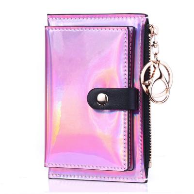 China Fashion New Laser Women Wallets Fashion Zipper Coin Purse Mini Small Money Bag Credit Key Chain Card Holder Y0197 for sale