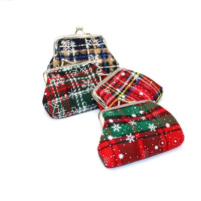 China Gify Material Clip Material Clip Children Christmas Purse Change Frame Fashion Buffalo Plaid Cloth Metal Wallet Christmas Theme Coin Bag Top Birthday Y0205 for sale