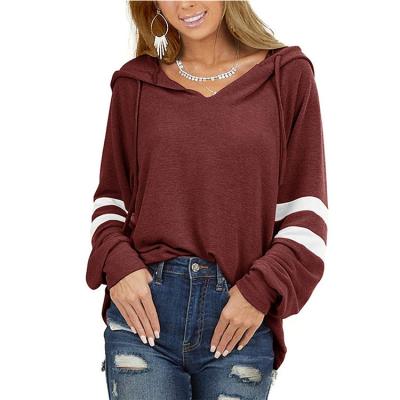 China New Breathable High Quality Apparel Loose Hoodies Women Long Sleeve Casual Pullover Parallel Bars Splice Women's T-shirts Y0012 for sale