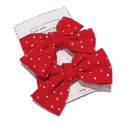 China New Fashion Girls Red Bow Tie Hair Clips Love Double Stain Hair Circle Girl Ponytail Head Rope Fashion Hair Accessories Y0027 for sale