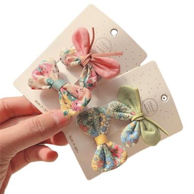 China Fashion Children Girl Bow Butterfly Hair Clips Print Knot Hairpin Fresh Cute Lovely Princess Hair Accessories Korean Headdress Y0028 for sale