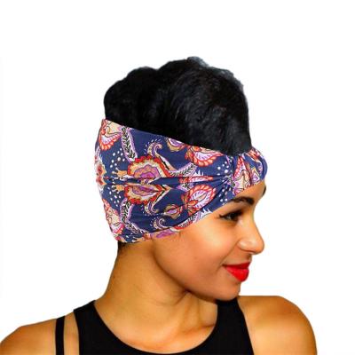 China Fashion African Print Women's Elastic Hair Scarf Headband Bandanas Stretch Hair Band Bandanas Wide Hair Accessories Y0030 for sale