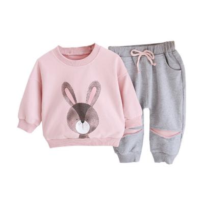 China Long Sleeve Girls Clothing Sets Spring Autumn Long Sleeve Cartoon Printed T-Shirt+Long Sport Pants Toddler Casual 2pcs Clothes Y0034 for sale