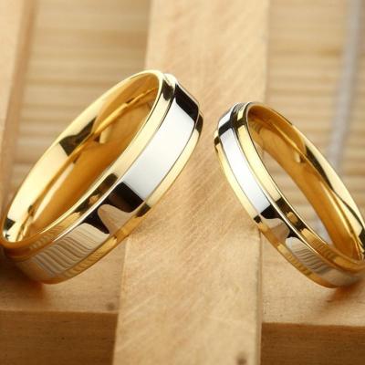 China FASHIONABLE High Titanium Wedding Couple Rings Fashion 316L Stainless Steel Gold Plated Ring For Women Wedding Band Loves Ring Jewelry for sale