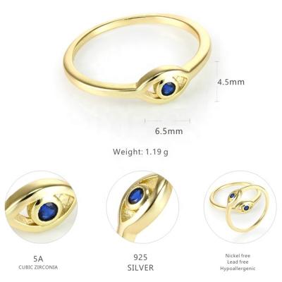 China 2022 New TRENDY Evils Blue Eye Ring Anillos De Ojos 18k Gold Plated Women 925 Sterling Silver For Girl Jewelry Cubic Zirconia Rings for sale