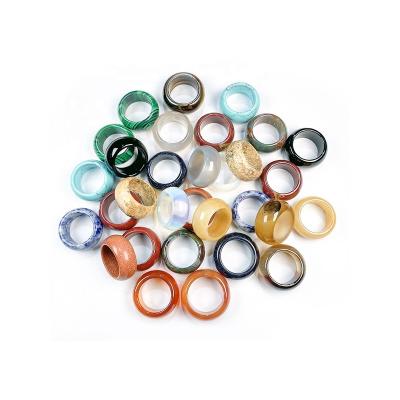 China CLASSIC Natural Gemstone Rings Jewelry A Diversity Of Stones Two Kinds Of Patterns Unisex Circle Rings Charm Natural Stone Ring for sale