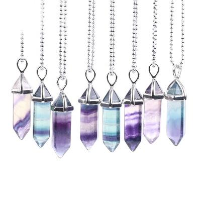 China Gemstone Pendants Shape Necklaces Crystal Pendants Suspension Natural Gem Fluorite Quartz Stone Ball Hexagonal Pendulum Reiki Chakra for sale