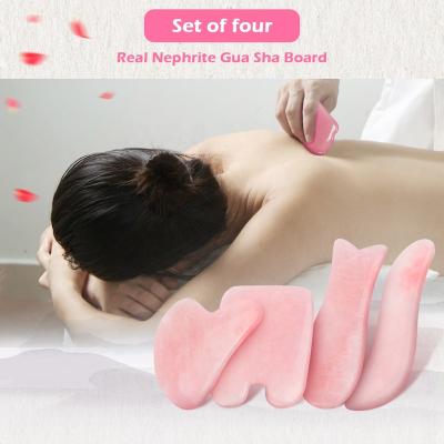 China SPA Facial Massage Guasha Scraper Set Handmade Natural Jade Stone Face Body Skin Relaxation Slimming Beauty Neck Lift Slim Scraper for sale