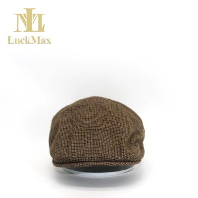 China Handsome Stylish Custom Laid Back Logo Embroidery Cotton Polyester Brown Plian Beret For Man for sale