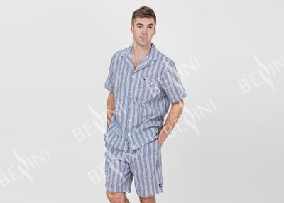 China Anti Pilling Mens Luxury Sleepwear Woven Cotton Linen Yarn Dyed Pajamas Shorts for sale