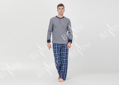 Chine Pyjamas de luxe de ressort des vêtements de nuit des hommes plus de taille Placket fonctionnel avec un bouton à vendre