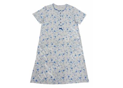 China Blaue Blumendruckbügel-Damen-Nacht kleidet Sleepwear für Herbstsaison zu verkaufen