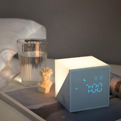 China Colorful Child Minimalist Kids Sleep Training Cube Digital Smart Alarm Clock Wake Up Night Light for sale