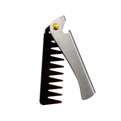 China Folding Professional Men's Mustache Styling Comb Wide Tooth Folding Pocket Beard Comb For Easy Carry for sale