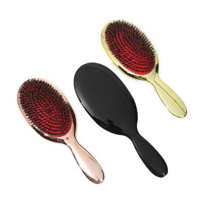 China Boar Bristle Hair Brush Waterproof Nylon Blended Plastic Pad Oval Massage Paddle Hair Brush For Beauty for sale