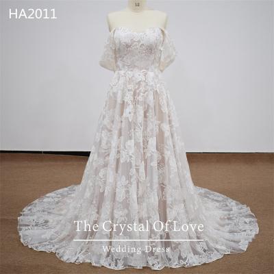 China Dry Cleaning off shoulder wedding dress, bride dresses wedding for sale