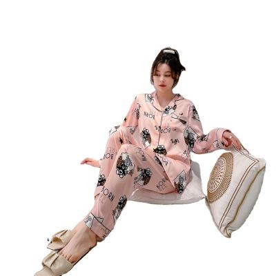 China QUICK DRY Ice Silk Thin Pajamas Women Printed Korean Bear Clothes Home Set The Lovely for sale