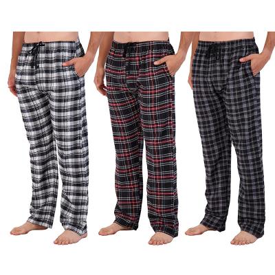 China Breathable Men's Pajamas Pants Men Knit Cotton Flannel Plaid Lounge Basic Button Fly Cotton Pajamas for sale