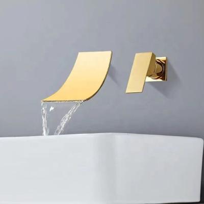 China Gold Free Wall Mounted European High Quality Hotel Style Waterfall Waterfall Slide Bar Dark Shower Set Brass Faucet Tub Shower Faucets for sale