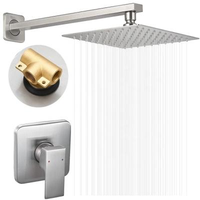 China Without Slide Bar Wall Mounted Shower Wind Factory Hot Sale Shower Set Sprinkler Stainless Steel Wall Mounted Brushed Tub Faucet Bath Shower Faucets à venda