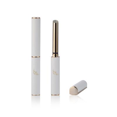 China New Custom Slim Gold Lipstick Tubes Empty Plastic White Leather Container 11.8mm Cosmetic for sale