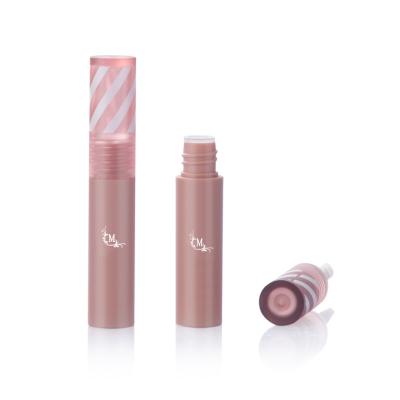 China New Arrival 5ml Cosmetic Lip Gloss Empty Tube Custom Round Pink Lip Gloss Tubes With Clear Brush for sale