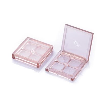 China New Arrival Recyclable Pink Transparent See Through Empty Square Plastic Eyeshadow Case 4 Colors for sale