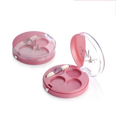 China Wholesale Custom Private Logo 3 Color Empty Plastic Pink Eyeshadow Palette Packaging Recyclable for sale