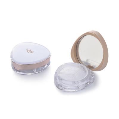 China Cosmetic Luxury Triangle Shape 20g Empty Plastic Custom Cosmetic Loose Powder Jar With Strainer for sale