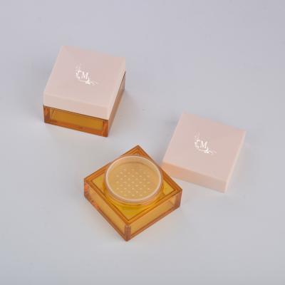 China Cosmetic Custom Powder Color Square Empty Jar Container Plastic Loose Case With Strainer for sale