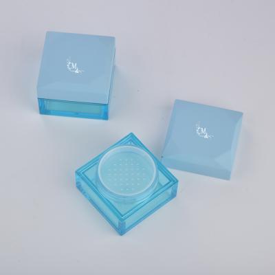 China Blue Empty Plastic Loose Sieve Powder Jar Container Set 30g Loose Empty Powder New for sale