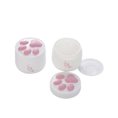 China High Quality Custom Cosmetic Empty Hand Cream Jar Cute Cat Foot Shape Pink Cream Jar 30g for sale